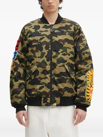A Bathing Ape 1st Camo Shark Ma-1 Embroidered Bomber Jacket In Multi