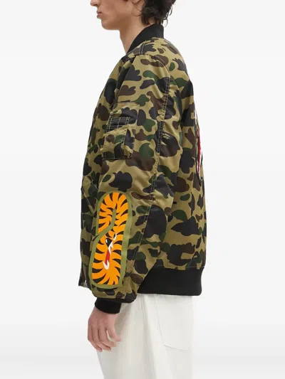 A Bathing Ape 1st Camo Shark Ma-1 Embroidered Bomber Jacket In Multi