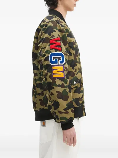 A Bathing Ape 1st Camo Shark Ma-1 Embroidered Bomber Jacket In Multi