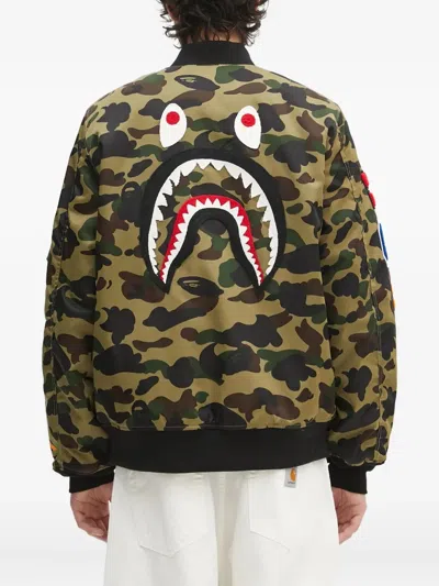 A Bathing Ape 1st Camo Shark Ma-1 Embroidered Bomber Jacket In Multi