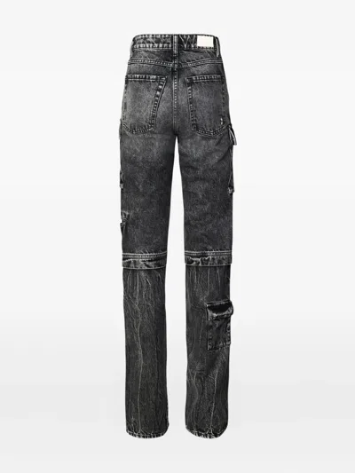 Icon Denim Bianca Aged Effect Slim Fit Jeans With Cargo Pockets In Black