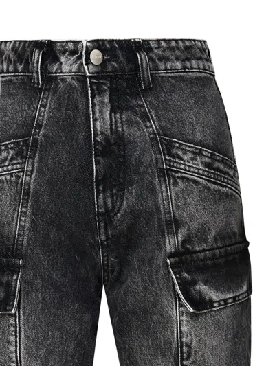 Icon Denim Bianca Aged Effect Slim Fit Jeans With Cargo Pockets In Black