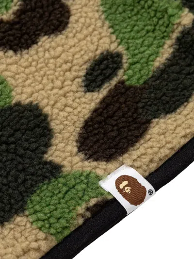 A Bathing Ape Abc Camo Boa Fleece Balaclava In Green