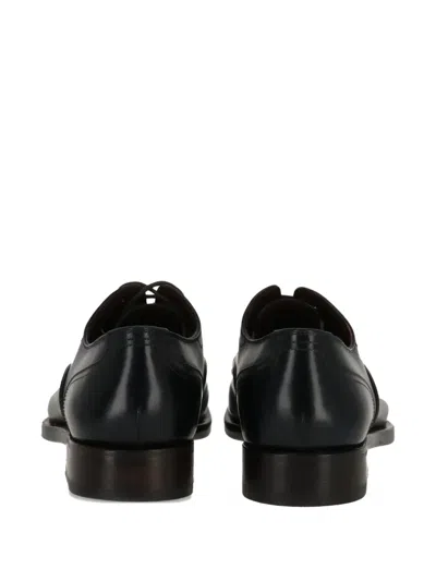 Ferragamo Leather Derby Shoes In Blue