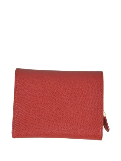 Prada Logo-plaque Wallet In Red