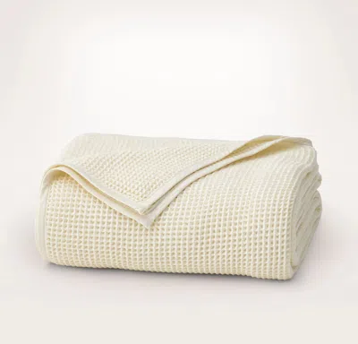 Boll & Branch Waffle Organic Cotton Blanket In White