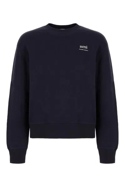 Ami Alexandre Mattiussi Black Crewneck Sweatshirt With Logo Lettering Detail On The Front And Adc Logo Embroidery On The Rea In Black