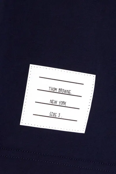 Thom Browne Blue T-shirt With Logo Patch In Stretch Wool Man In Blue