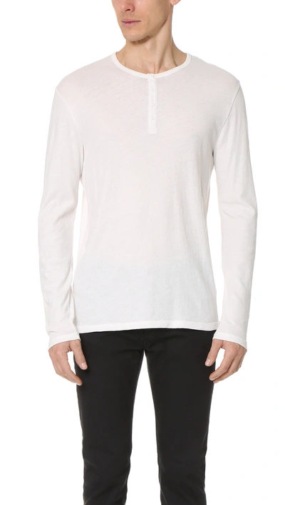 Vince Raw Edge Henley In Pearl