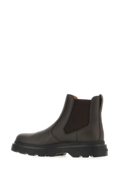 Tod's Chunky Sole Leather Ankle Boots With Elastic Panels