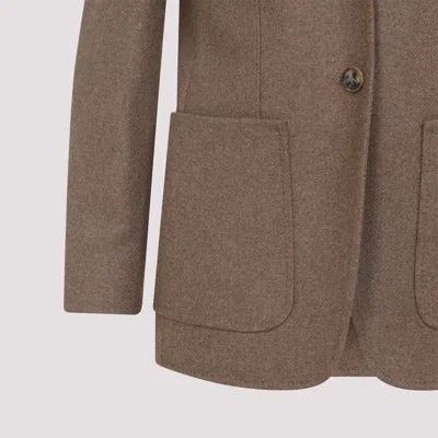 Max Mara Alpaca Cashmere Camel Yak Tailored Jacket In Brown