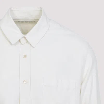 Our Legacy White Silk Classic Shirt With Curved Hem In White