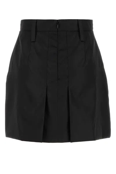 Prada Pleated Recycled Polyamide Skirt With Tailored Fit In Black
