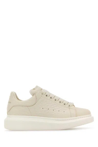 Alexander Mcqueen Ivory Leather Sneakers With Ivory Leather Heel In Neutral