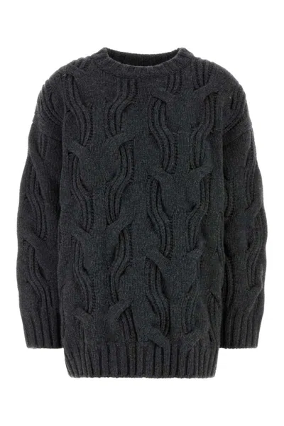 Bottega Veneta Oversize Cable Knit Wool Sweater In Black