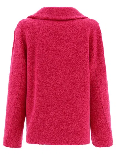 Harris Wharf London Textured Fabric Double-breasted Coat With Notched Lapels In Pink