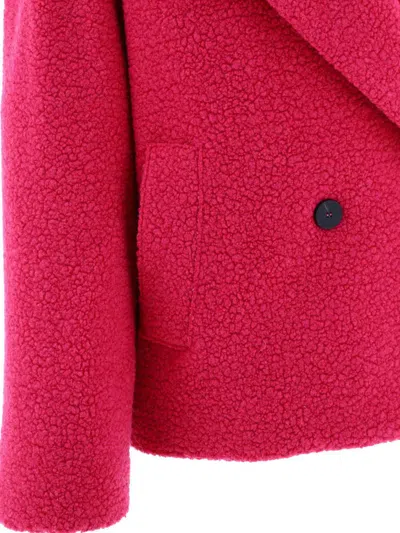 Harris Wharf London Textured Fabric Double-breasted Coat With Notched Lapels In Pink