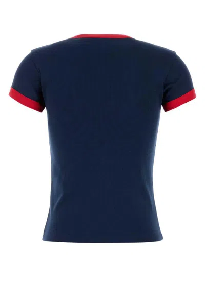 Valentino Crew Neck Cotton T-shirt With Contrast Trim In Blue