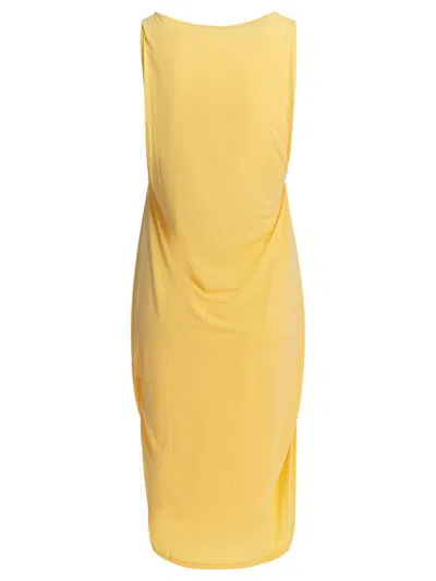 Jacquemus Women La Robe Peplum Courte Draped Dress In Yellow