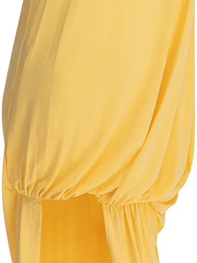 Jacquemus Women La Robe Peplum Courte Draped Dress In Yellow