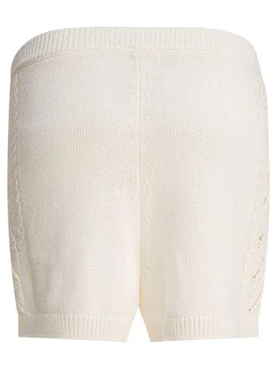 Loulou De Saison Cotton Crochet Shorts In White