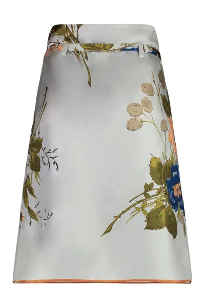 Prada Printed Silk Skirt In Multi