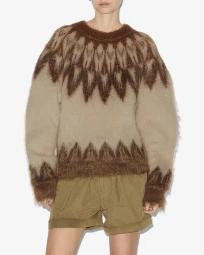 Isabel Marant Étoile Lightweight Textured Knit Sweater With Relaxed Fit In Brown