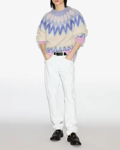 Isabel Marant Marant Nicolas Mohair Blend Sweater With Fair Isle Pattern In Neutral