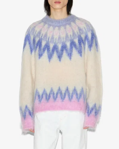 Isabel Marant Marant Nicolas Mohair Blend Sweater With Fair Isle Pattern In Neutral