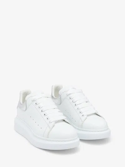 Alexander Mcqueen White Oversize Sneakers With Snake Print On The Heel In Leather Woman
