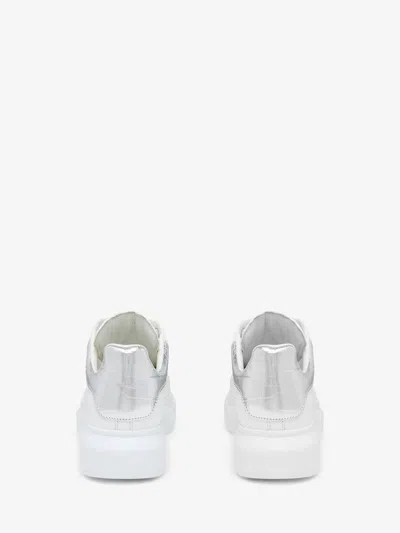 Alexander Mcqueen White Oversize Sneakers With Snake Print On The Heel In Leather Woman