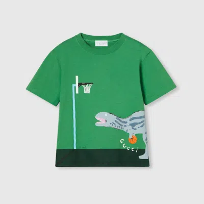 Gucci Cotton T-shirt With Print In Green