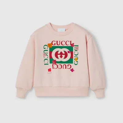 Gucci Cotton Sweatshirt With Print In Pink