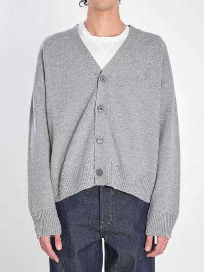 Ami Alexandre Mattiussi Ami Paris Men Wool And Cashmere Cardigan In Gray