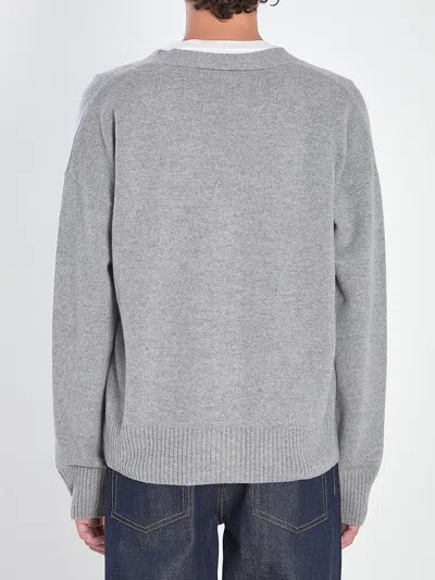 Ami Alexandre Mattiussi Ami Paris Men Wool And Cashmere Cardigan In Gray