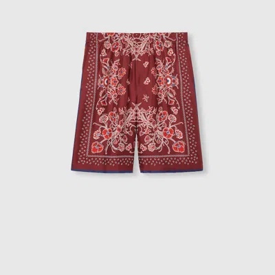 Gucci Printed Silk Twill Shorts In Brown