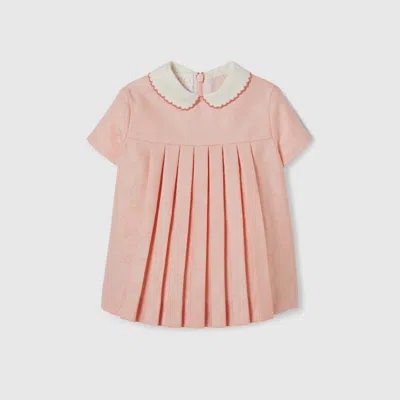 Gucci Pink Dress For Baby Girl With Gg In Pink