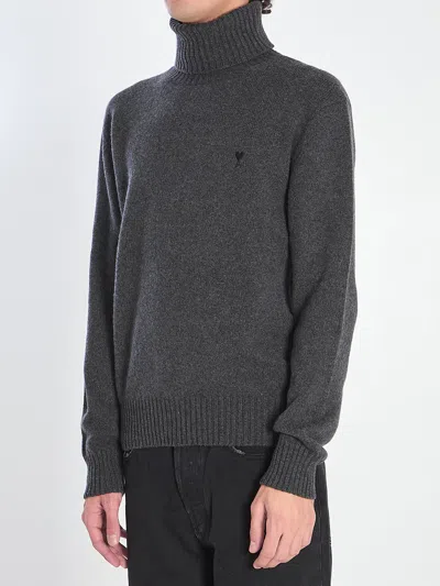 Ami Alexandre Mattiussi Ami Paris Charcoal Cashmere Blend Sweater