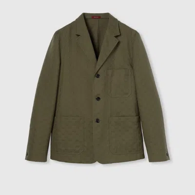 Gucci Cotton Blend Gg Canvas Jacket In Green