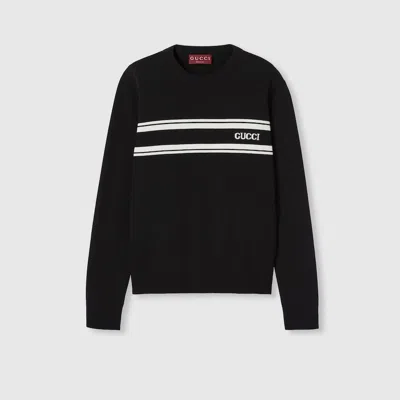 Gucci Men Silk And Cotton Sweater With Intarsia In Multi