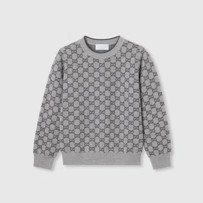 Gucci Gg Wool Jacquard Sweater In Gray