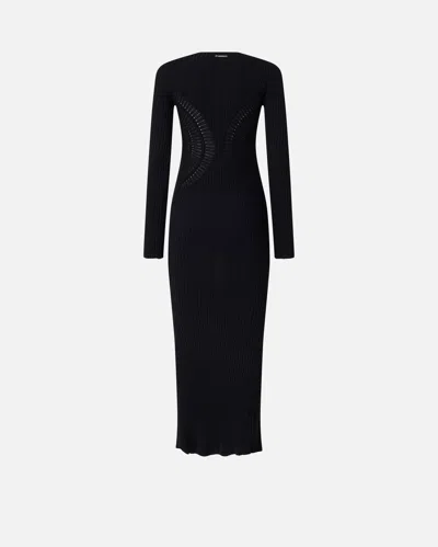 Pinko Robe Longue Ajustée En Maille Côtelée