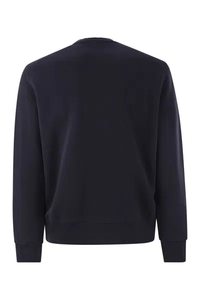 Autry Blue Cotton Crewneck Sweatshirt With Logo Print In Blue