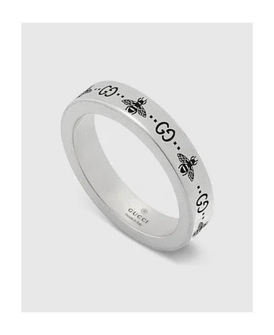 Gucci Gg-engraved Silver Ring In Silver