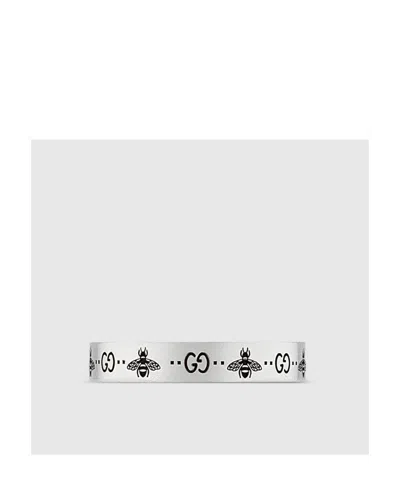 Gucci Gg-engraved Silver Ring In Silver