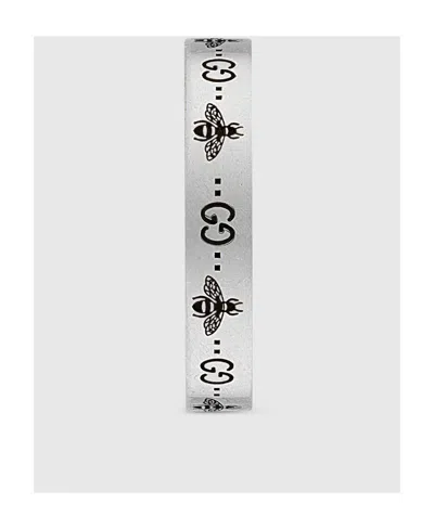 Gucci Gg-engraved Silver Ring In Silver