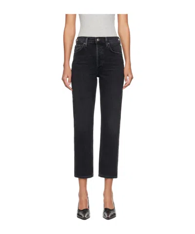Agolde High-waisted Straight-leg Jeans In Black