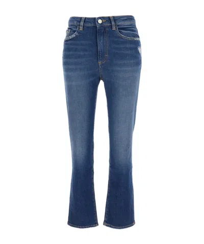 Icon Denim Blue Flared Jeans With Logo Patch On The Rear And Logo Detail On The Rear In Blue