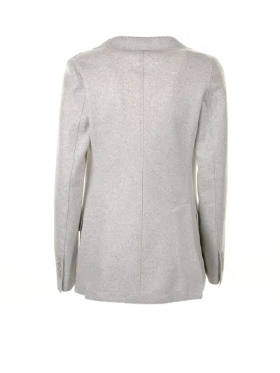 Eleventy Double-breasted Jacket In Boiled Wool In Gray