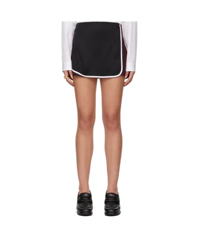 Ambush Back-pleated Track Miniskirt In Black